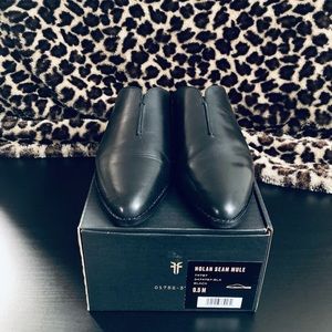 Frye Black Leather Nolan Seam Mules!